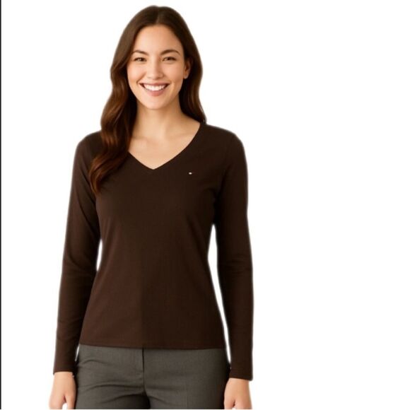 Tommy Hilfiger brown long sleeve shirt, M - Picture 1 of 6